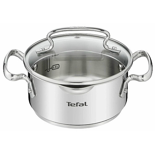 Каструля Tefal DUETTO+, 1.5л, з кришкою, нержавіюча сталь, скло