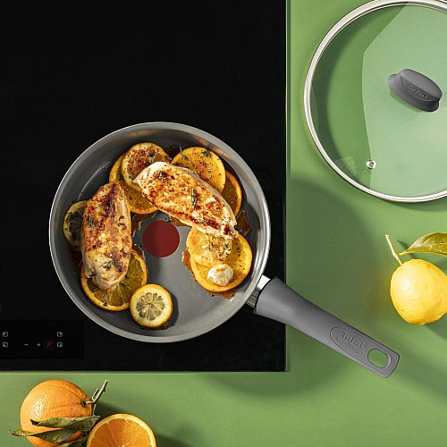 Сотейник с крышкой Tefal Renewal, 24см, алюминий, бакелит, стекло, серый