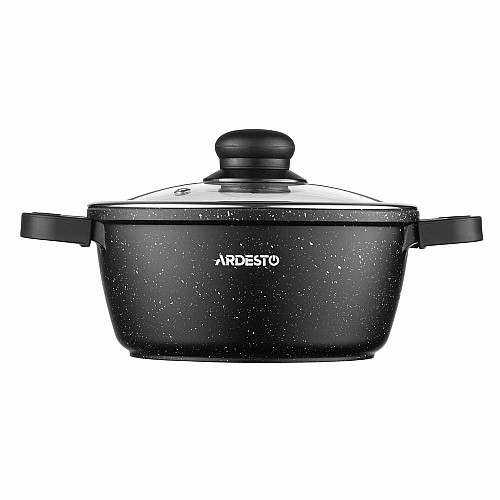 Кастрюля со стеклянной крышкой ARDESTO Gemini Anzio, 1.8л, алюминий, черный