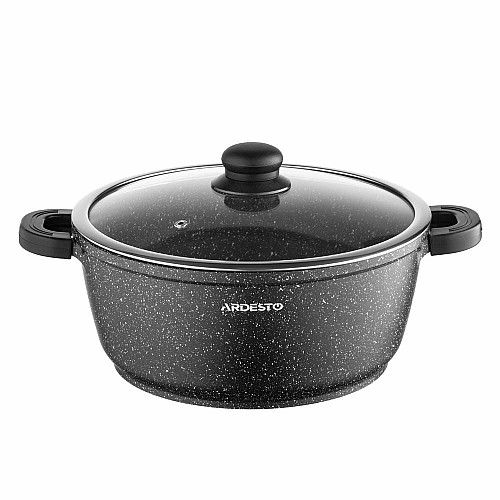 Кастрюля со стеклянной крышкой ARDESTO Gemini Anzio, 5л, алюминий, черный