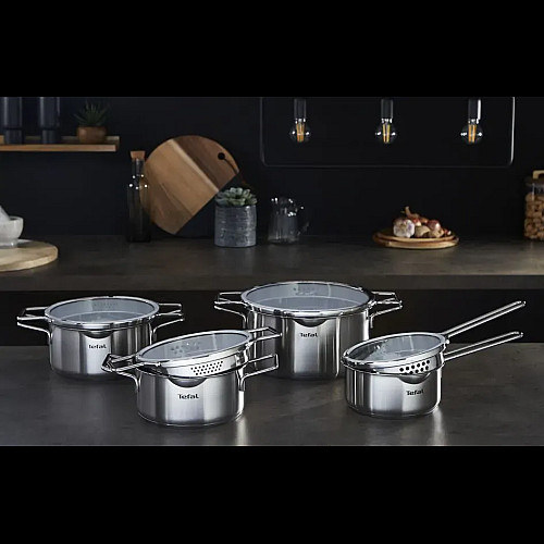 Набір посуду Tefal Nordica, 10пр., нержавіюча сталь, скло