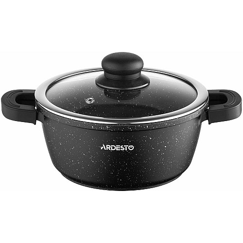 Кастрюля со стеклянной крышкой ARDESTO Gemini Anzio, 1.8л, алюминий, черный