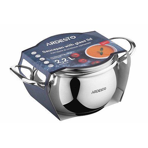 Кастрюля со стеклянной крышкой ARDESTO Gemini Liguria, 2.2л, нержавеющая сталь