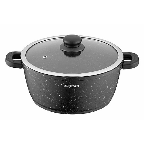 Кастрюля со стеклянной крышкой ARDESTO Gemini Anzio, 4.4л, алюминий, черный