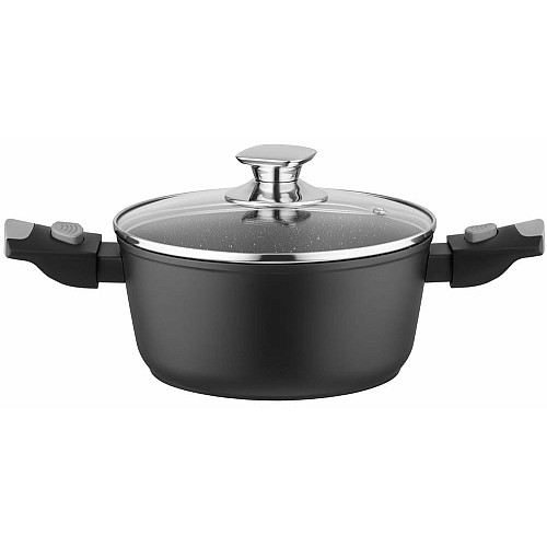 Кастрюля со стеклянной крышкой ARDESTO Gemini Bari, 2.5л, алюминий, черный