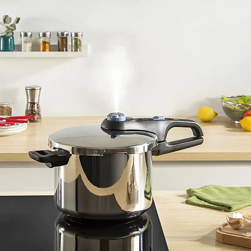 Скороварка Tefal Secure Trendy, 4л, с паровой корзинкой, нержавеющая сталь, пластик