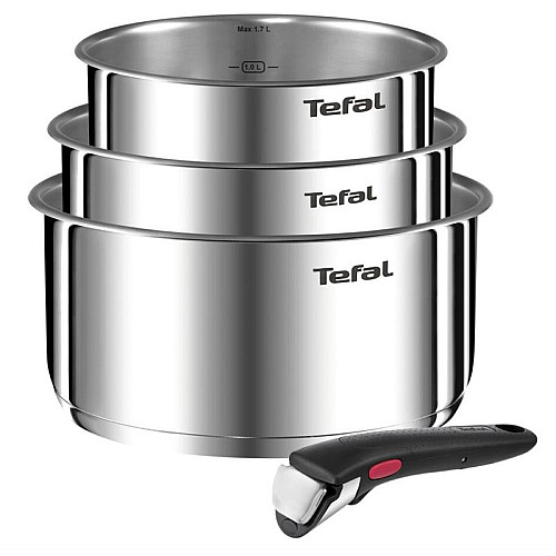 Набор посуды Tefal Ingenio Emotion, сменная ручка, 4 предмета, нержавеющая сталь, бакелит