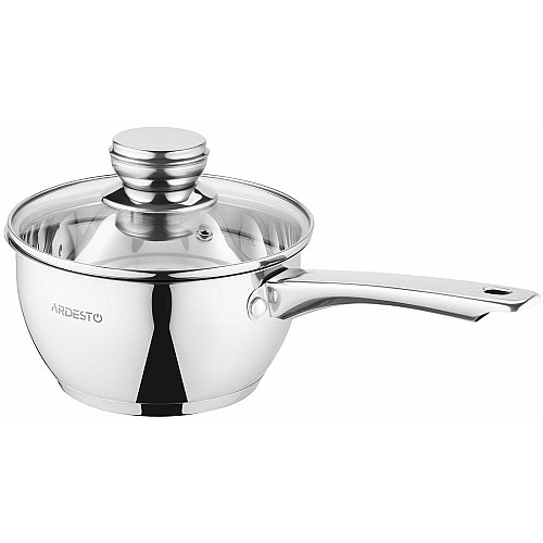 Ковш со стеклянной крышкой ARDESTO Gemini Lucca, 1.6л, нержавеющая сталь