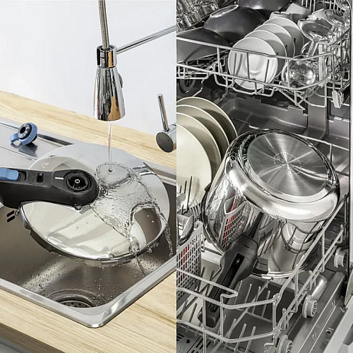 Скороварка Tefal Secure Trendy, 4л, с паровой корзинкой, нержавеющая сталь, пластик