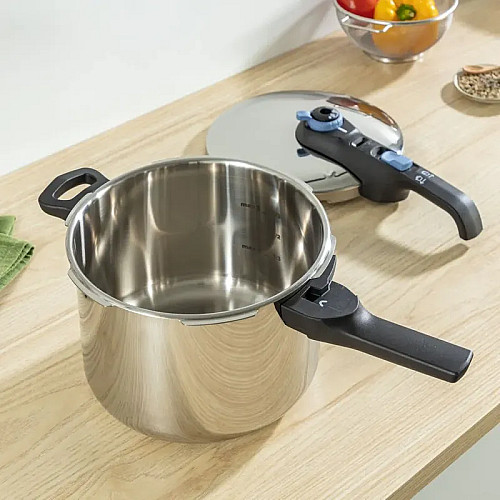 Скороварка Tefal Secure Trendy, 4л, с паровой корзинкой, нержавеющая сталь, пластик