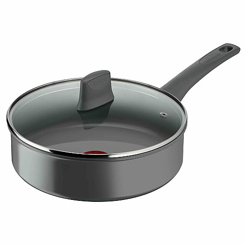 Сотейник с крышкой Tefal Renewal, 24см, алюминий, бакелит, стекло, серый
