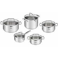 Набір посуду Tefal Duetto Plus, 10предметів, нержавіюча сталь, скло
