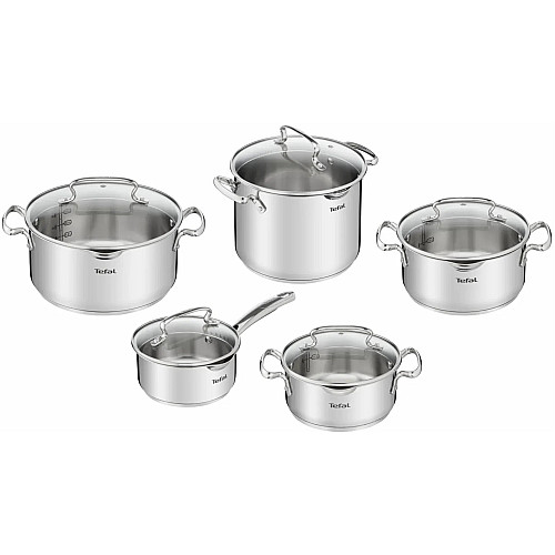 Набір посуду Tefal Duetto Plus, 10предметів, нержавіюча сталь, скло