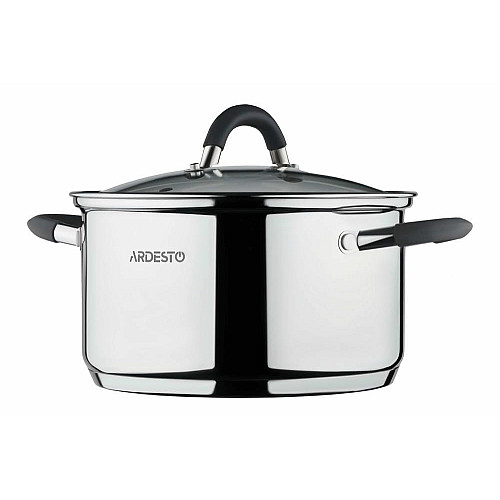 Кастрюля со стеклянной крышкой ARDESTO Gemini Salerno, 3.4л, нержавеющая сталь, силикон