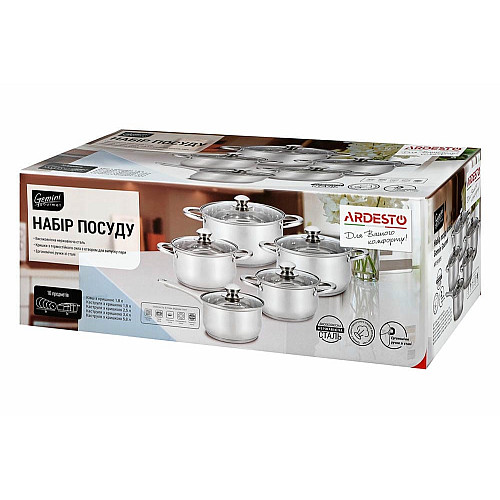Набір посуду ARDESTO Gemini Gourmet Varese, 10 предметів, нержавіюча сталь