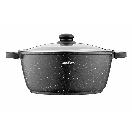 Кастрюля со стеклянной крышкой ARDESTO Gemini Anzio, 6.4л, алюминий, черный