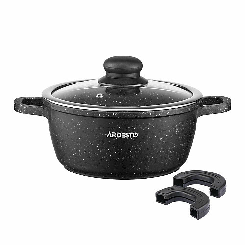Кастрюля со стеклянной крышкой ARDESTO Gemini Anzio, 1.8л, алюминий, черный