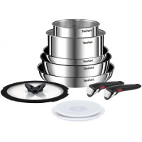 Набір посуду Tefal Ingenio Emotion, змінна ручка, 10предметів, нержавіюча сталь, бакеліт, пластик, силікон, скло
