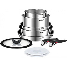 Набір посуду Tefal Ingenio Emotion, змінна ручка, 10предметів, нержавіюча сталь, бакеліт, пластик, силікон, скло