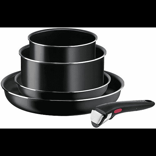 Набор посуды Tefal Ingenio Easy Cook & Clean, 5 предметов, алюминий, нержавеющая сталь, бакелит, черный