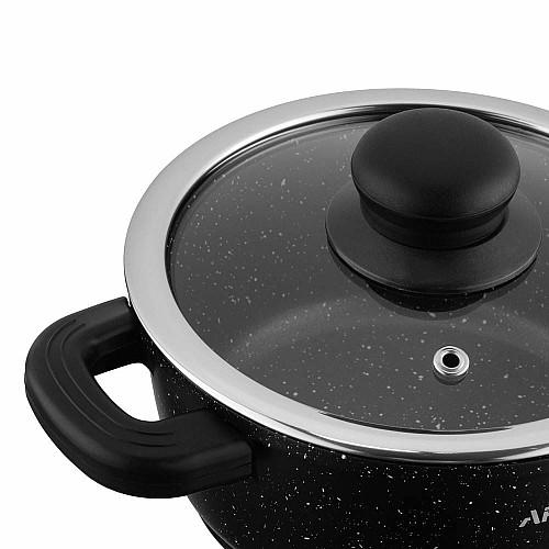 Кастрюля со стеклянной крышкой ARDESTO Gemini Anzio, 1.2л, алюминий, черный