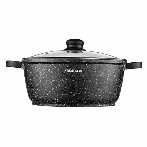 Кастрюля со стеклянной крышкой ARDESTO Gemini Anzio, 5л, алюминий, черный