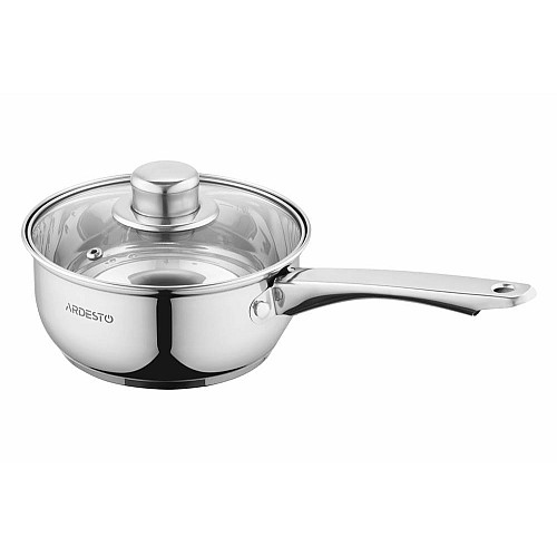 Ковш со стеклянной крышкой ARDESTO Gemini Gourmet Aosta, 1.2л, нержавеющая сталь