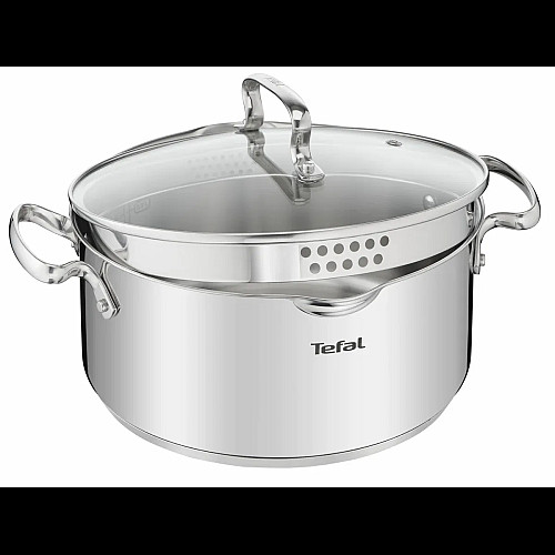 Каструля Tefal DUETTO+, 5л, з кришкою, нержавіюча сталь, скло