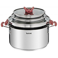 Набір посуду Tefal Opti Space, 6предметів, нержавіюча сталь, силікон, скло