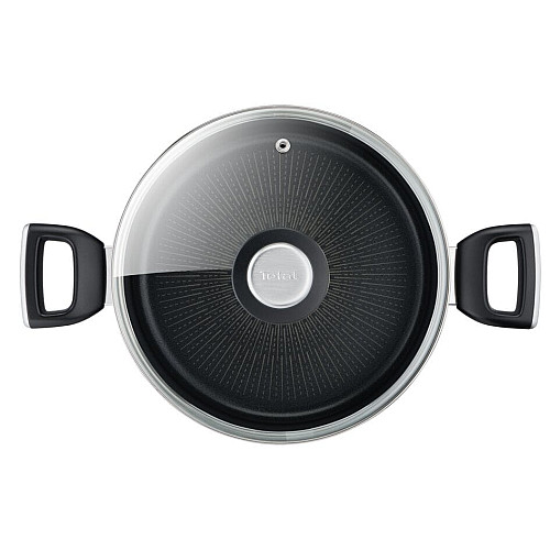 Кастрюля с крышкой Tefal Unlimited, 24см, 5.3л, алюминий, бакелит, стекло, черный