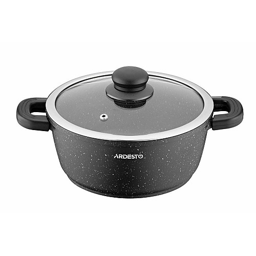 Кастрюля со стеклянной крышкой ARDESTO Gemini Anzio, 2.5л, алюминий, черный