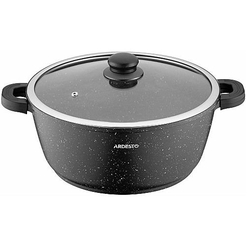 Кастрюля со стеклянной крышкой ARDESTO Gemini Anzio, 6.4л, алюминий, черный