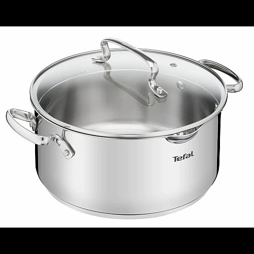 Каструля Tefal DUETTO+, 5л, з кришкою, нержавіюча сталь, скло