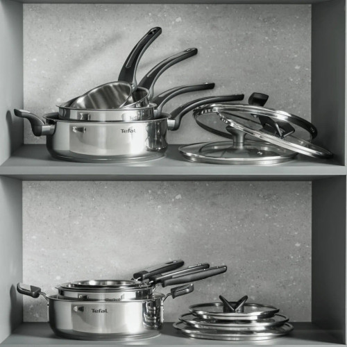 Сотейник Tefal Excellence+, з кришкою, 26см, нержавіюча сталь, скло, бакеліт, чорний