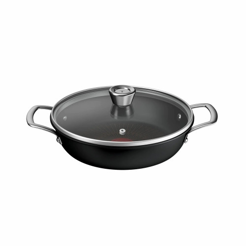 Сотейник Tefal Excellence+, з кришкою, 24см, алюміній, скло, бакеліт, чорний