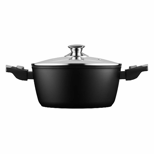 Кастрюля со стеклянной крышкой ARDESTO Gemini Bari, 3.9л, алюминий, черный
