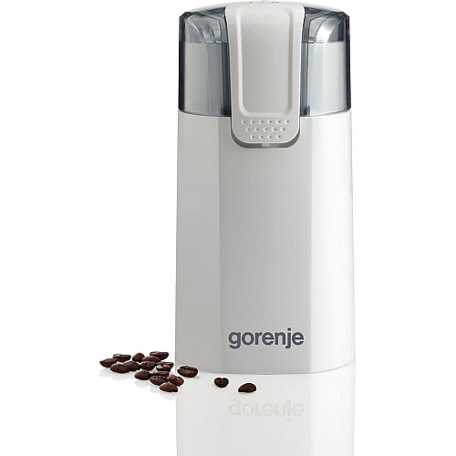 Кавомолка Gorenje роторна 150Вт, об'єм зерен-60г, 3 ступеня помолу, пластик/метал, білий
