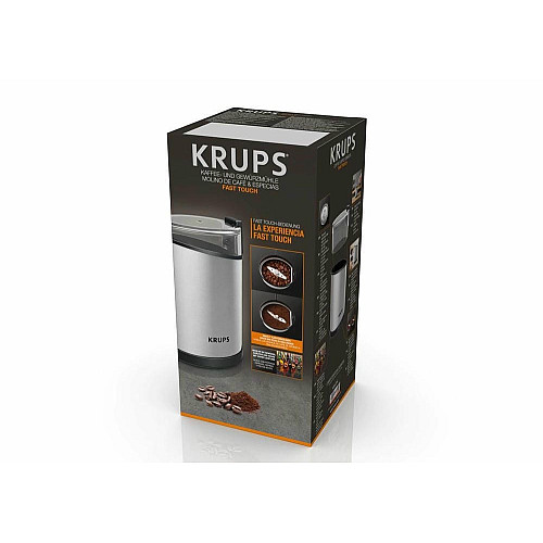Кофемолка Krups роторная 200Вт, объем зерен-85г, пластик/металл, черный