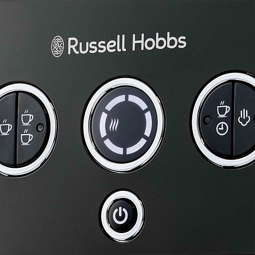 Кофеварка Russell Hobbs рожковая Distinctions 1.1л, молотая + чалды, черно-серебристый