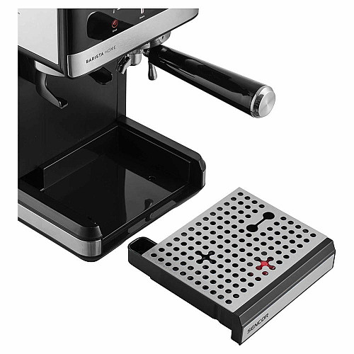 Кофеварка Sencor рожковая 1.8л, зерно+молотая, встроенная кофемолка, дисплей, нерж. сталь-черный
