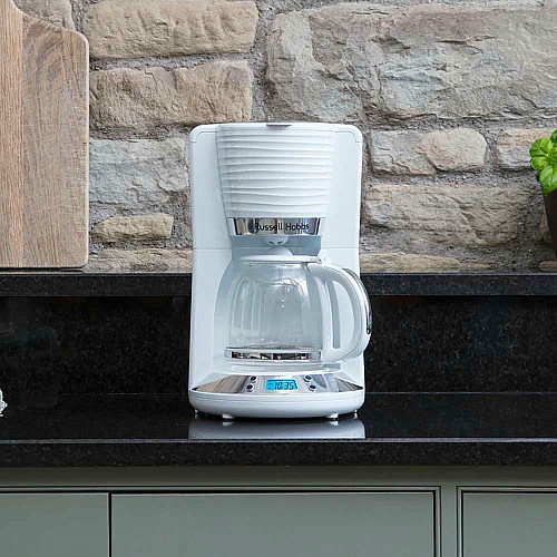 Кофеварка Russell Hobbs капельная Inspire 1,25л, молотая, 10 чашек, таймер выключения, белый