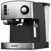 Кавоварка ARDESTO ріжкова Steel Collection 1.6л, мелена, ручний капучинатор, сріблясто-чорний