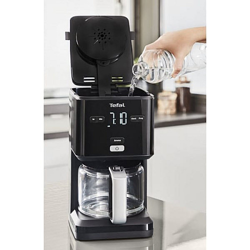 Кофеварка Tefal капельная Smart&light 1.25л, молотая, таймер включения, часы, черный