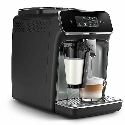 Кофемашина Philips Series 2300 LatteGo, 1.8л, зерно+молотая, автомат.капуч, дисплей, авторецептов -4, черный