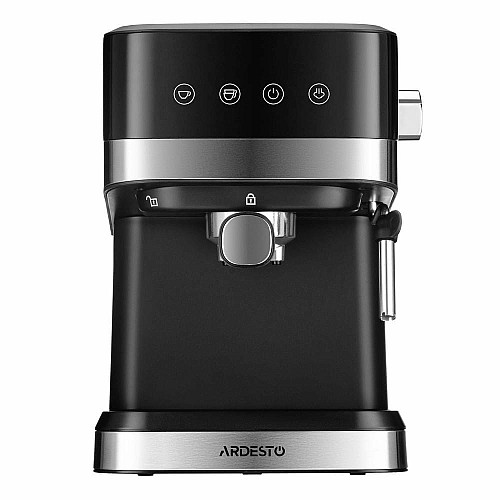 Кофеварка ARDESTO рожковая 1.5л, молотая, ручной капучинатор, сенсорное управление, черно-серебристый