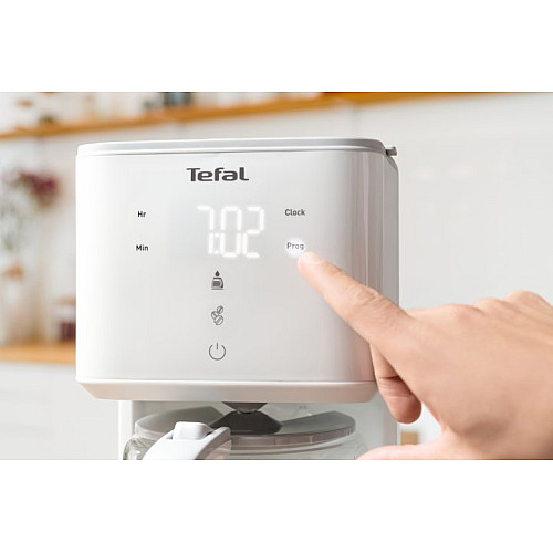 Кавоварка Tefal крапельна Sense 1.25л, мелена, LED-дисплей, сенсор.керування, білий