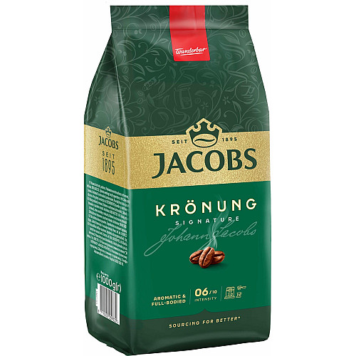 Кофе Jacobs зерна, 1000г, Kronung , купаж арабика/робуста