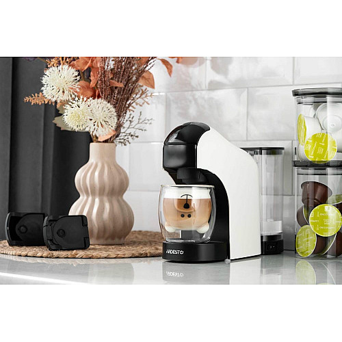 Кофеварка ARDESTO 3в1, 0.9л, капсулы Nespresso, Nescafe Dolce Gusto, молотый кофе, сенсорное управление, белый