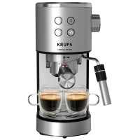 Кавоварка Krups ріжкова Virtuoso+ Tamping System 1л, мелена, ручний капучинатор, 15 бар, сірий