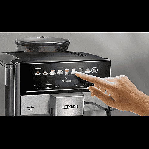 Кофемашина Siemens 1.7л, зерно+молотая, автомат.капучинатор, LED-дисплей, авторецептов - 12, черно-серебряный